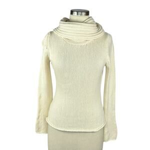 MARGARET O’LEARY Cream Knit Cowl Turtleneck Pullover Sweater Women's‎ Size Small